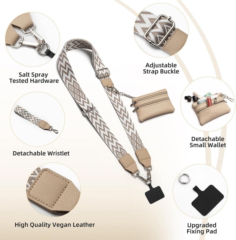 CUEDM Cell Phone Lanyard Crossbody,Adjustable Cell Phone Strap with Wristlet,Clip and Go Strap for Phone with Wallet - Image 4